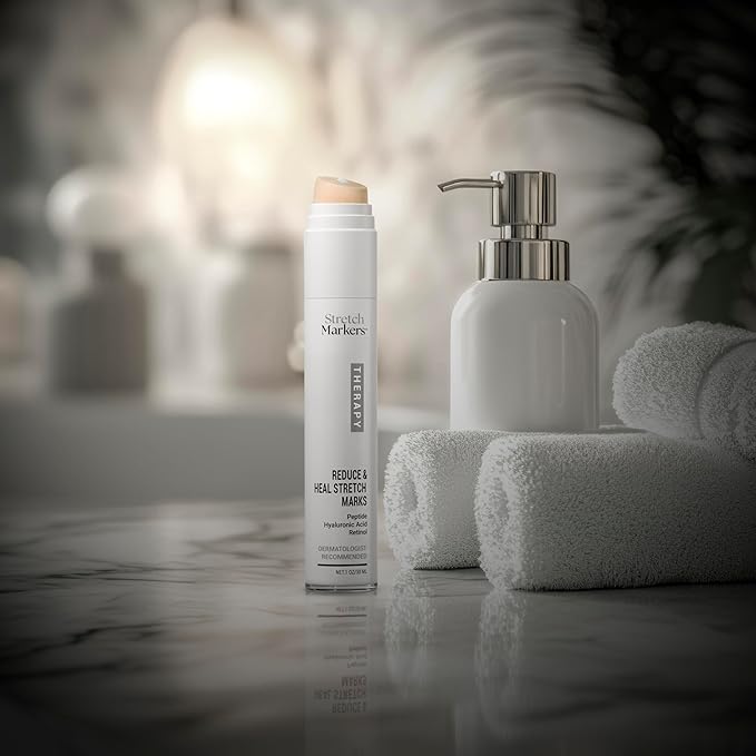 StretchMarkers Therapy Stretch Mark Cream – Visibly Reduces and Treats, Stretch Marks Removal with Retinol, Hyaluronic Acid, Bioactive Peptides & 3D Stem Cell Technology, 1 fl oz