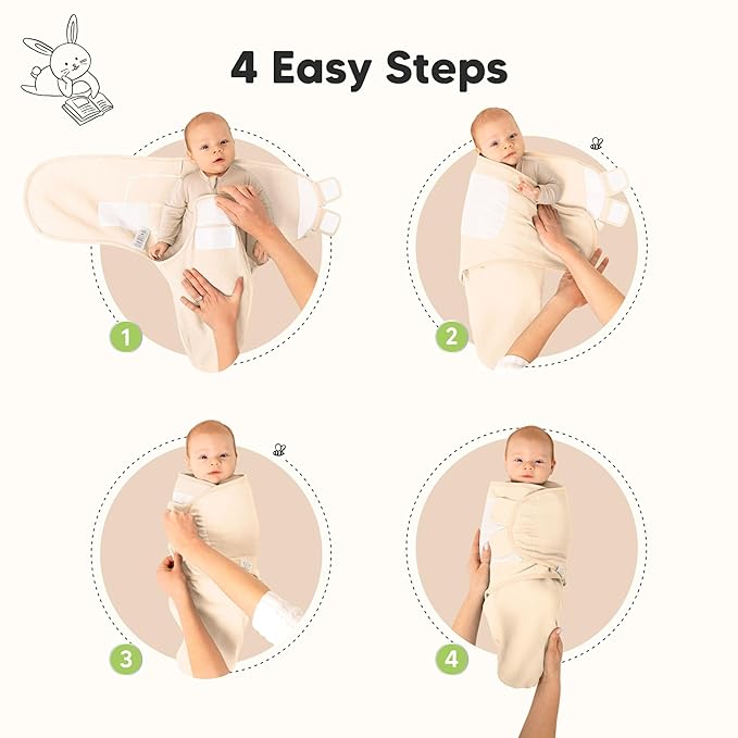 3-Pack Organic Swaddles for Newborns, Baby Sleep Sacks 0-3 Months - Baby Swaddle Wrap, Newborn Wearable Blanket, Infant Sleep Sack for Girls, Boys, Soft & Snug, Large Hook & Loop Closure (Salmon)
