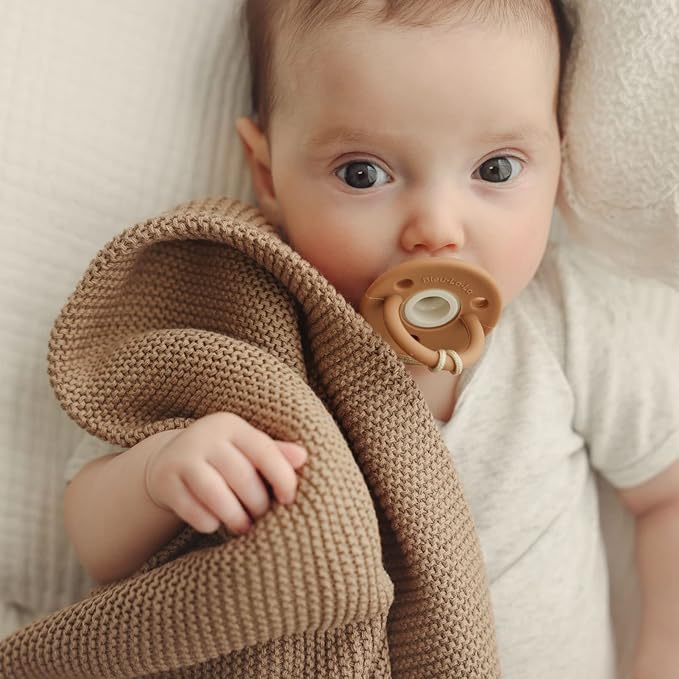 Heritage Knit Organic Cotton Baby Swaddle Blanket - 100% Luxury Organic Cotton Knit Receiving Blanket - Soft Warm Unisex Blankets for Newborns Infants Boys & Girls (0-2Yrs - Milk Chocolate)