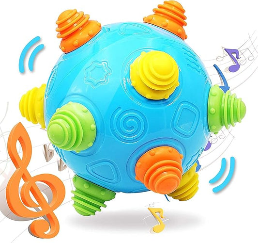 VANLINNY Toddlers Baby Music Shake Ball Toy Bumble Ball for Babies,Dancing Bumpy & Interactive Sounds Crawl Toy, Best Bouncing Sensory Learning Gift for 3+ Year Old Boys&Girls.