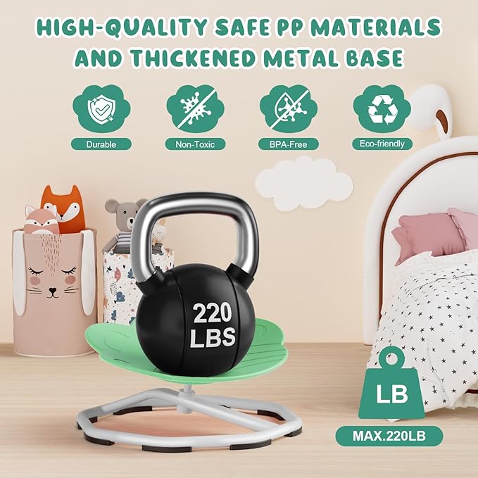 Sensory Swivel Chairs for Kids, Spinning Chair for Autistic Kids, Sit and Spin Sensory Toys, Training Body Coordination, Autism ADHD Chairs Indoor Outdoor Play Equipment (Green)