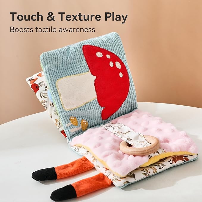 Soft Baby Book Sensory Books for Babies Newborn Infant Toys with Touch and Feel, Crinkle Pages, Mirror, Textures Early Learning Toy Gift for Tummy Time & Sensory Development