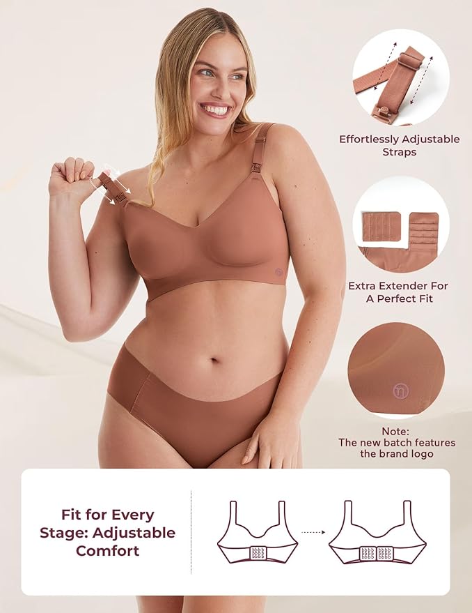 Momcozy Nursing Bras for Breastfeeding, YN21 Seamless Ultra Comfort Maternity Bra, Natural Shape, Pregnancy Sleep Bralette
