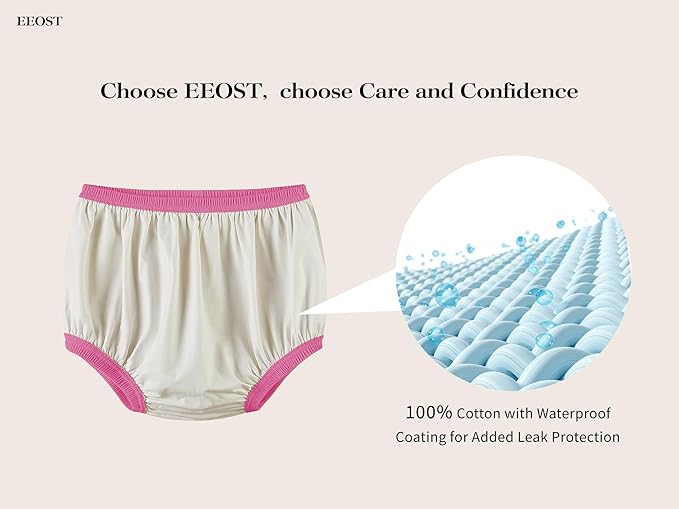 Adult Diaper Cover for Incontinence Noiseless Leak-Protection Underwear Plastic Pants Over Diapers Waterproof Rubber Pants (Pink, S)