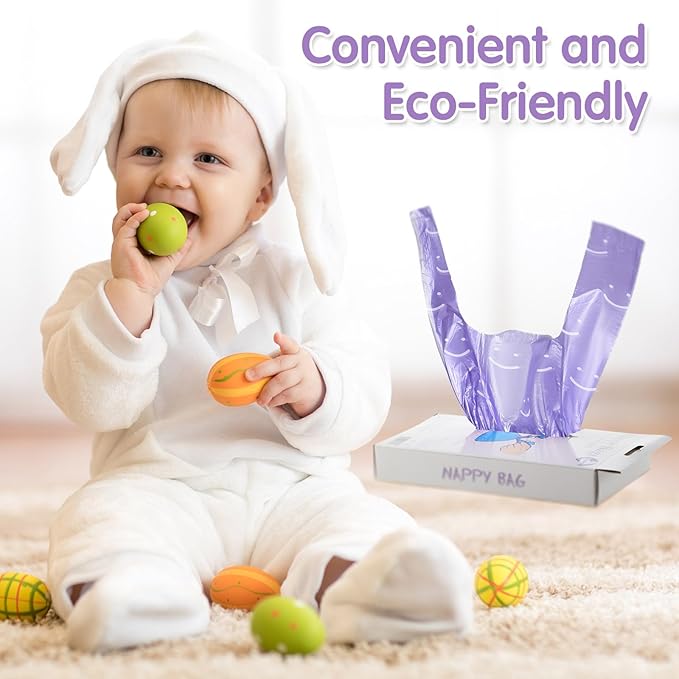 Colarr 1600 Count Baby Disposable Diaper Bags Scented Diaper Sacks with Tie Handle Disposal Trash Sacks Pet Dog Poop Cat Litter Clump Waste Bags Refill(Purple)