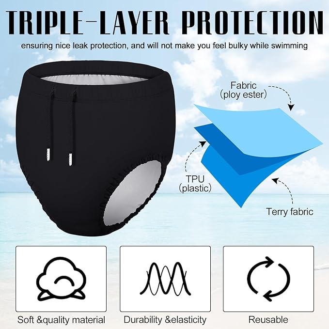 2 Pcs Youth Swim Diaper Special Needs Reusable Cloth Diaper Covers Waterproof Incontinence for Swimming,Unisex