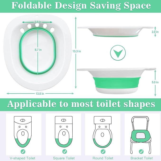 Electric Sitz Bath, Sitz Bath for Hemorrhoids, Sitz Bath for Toilet Seat, Foldable Postpartum Care Basin,Sitz Baths Salts Bowl for Women Men, Sits Bath Soak Pan, Hip Bath Tub