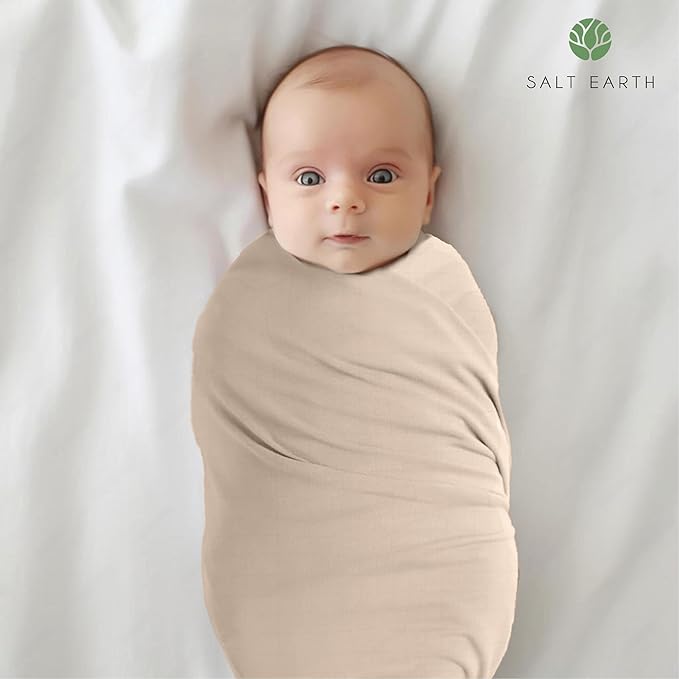 Salt Earth 100% Organic Cotton GOTS Certified 2-Layered Swaddle Baby Blanket, 2 Pack,47"x47" Receiving Blankets for Swaddling,Wrap for Boy & Girl, Newborn Baby Essentials, Registry (2 Solid Colour)