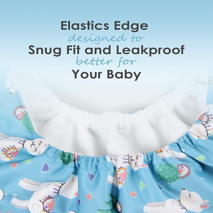 wegreeco Cloth Diapers 5 Pack with 5 Inserts, Washable Cloth Diapers for Babies, One Size Adjustable Reusable (Fresh Animal)