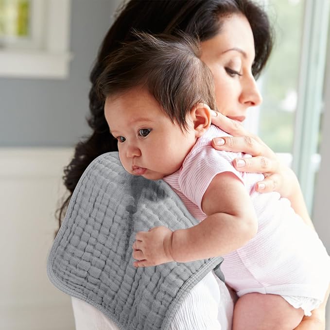 Looxii Muslin Burp Cloths 100% Cotton Muslin Cloths Large 20''x10'' Extra Soft and Absorbent 6 Pack Baby Burping Cloth for Boys and Girls White+Gray