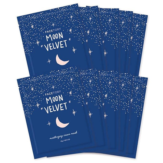 FACETORY FaceMasks Mask Skin Care – MOON VELVET Face Masks Skin Care with Sodium Hyaluronate & Shea Butter | Face Mask Spa Moisturizing Treatment (10 Pack)