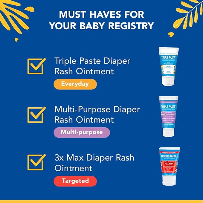 Triple Paste Gift Bundle: Diaper Rash Cream Ointment, 3X Max Strength, Multi-Purpose, 2oz Trio Kit