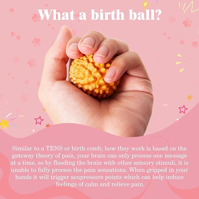 Birth Comb Acupressure Massage Ball Set - Wooden Labor Comb Natural Labor and Delivery Essentials, Mom to Be Gift, New Mom Gifts for Labor Pain Relief