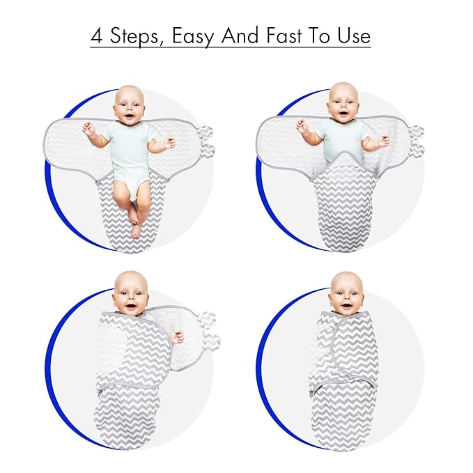 Organic Baby Swaddle Sleep Sacks, 4-Pack Swaddles for Newborns Baby Essentials, Infant 0-3 Months, 100% Cotton Soft & Snug Adjustable Wrap Nursery Swaddling Blankets Improves Sleep