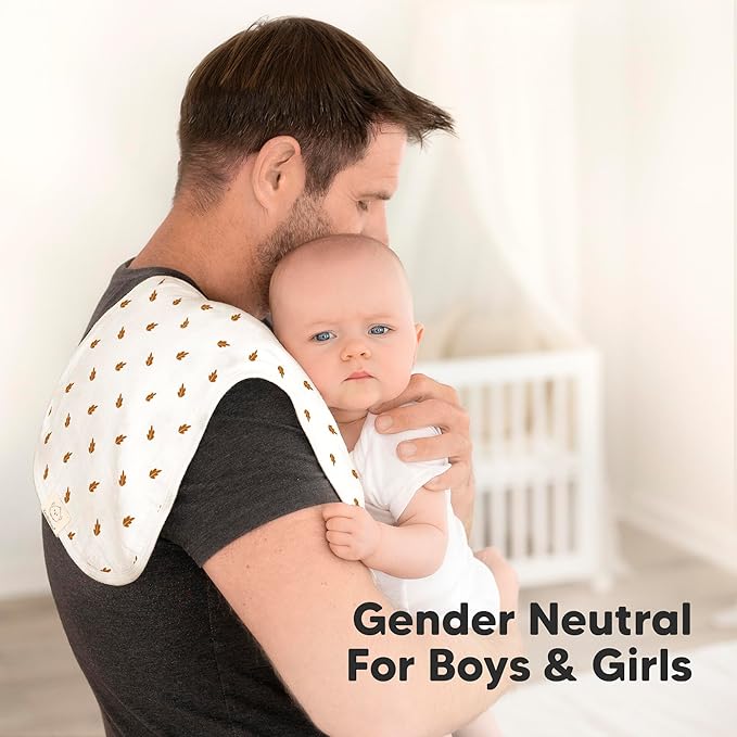 5-Pack Muslin Burp Cloths Baby Boy, Girl - Very Absorbent Baby Burp Cloth Rags, 8-Layers Viscose Derived from Bamboo Cotton Muslin Towel, Super Soft Spit Up Rags, No Shrink Washcloths (Fall Spores)