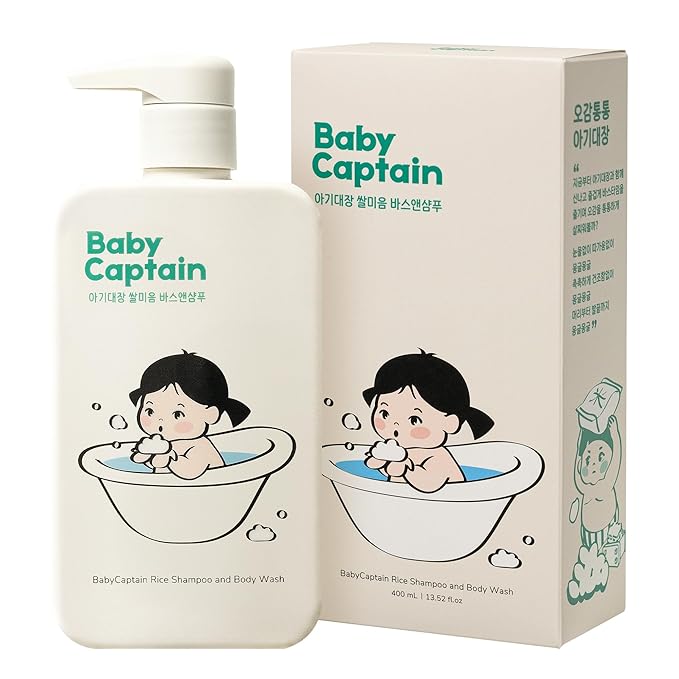 Vegan Rice Baby Wash 13.52 Oz | Tear-Free Cleanser for Newborn & Sensitive Skin | 2-in-1 Shampoo and Body Formula | Plant-Based, Korean Skincare with Gentle Rice Scent
