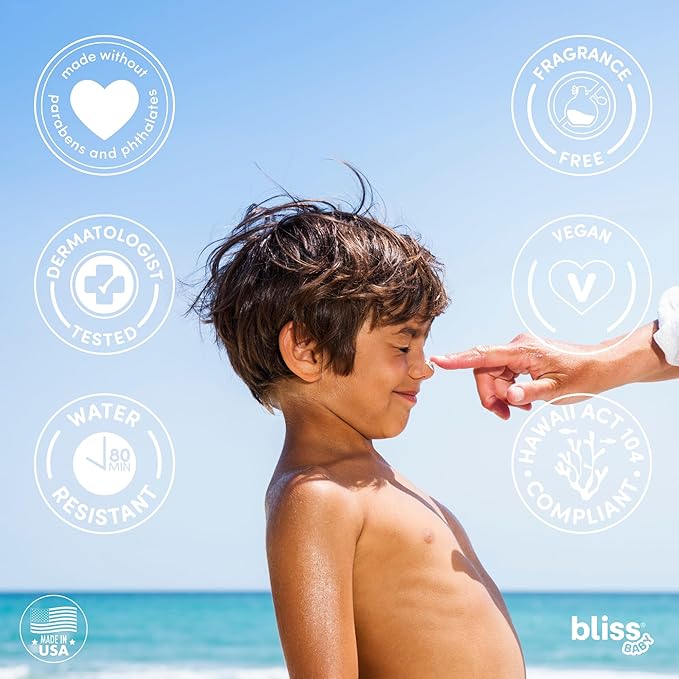 Bliss Baby Sunscreen, Premium SPF 30 Sunscreen Mineral Lotion, Natural Zinc Oxide, Hypoallergenic, Non-toxic, Water-Resistant, Vegan, Sensitive Skin - For Babies, Toddlers, Kids & Whole Family