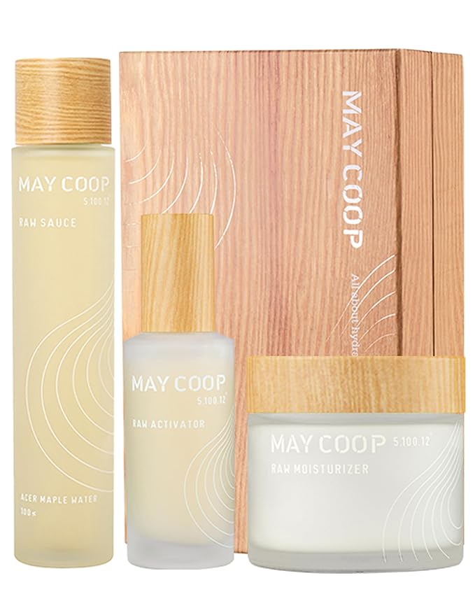 MAY COOP 3 STEP Moisturizing & Hydrating Korean Skincare Set - Essence Toner, Moisturizer Face Cream, Organic Activator Facial Serum All Skin Type