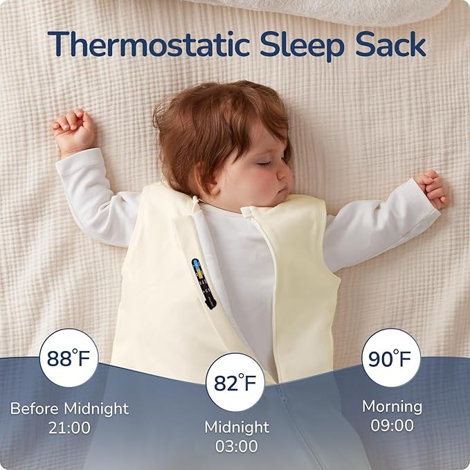 1.0 Tog 2.5 Tog Baby Sleep Sack, 100% Cotton Baby Sleeping Bag 3-24M, 2-Way Zipper Baby Wearable Blanket