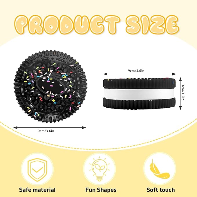 Sticky Cookie Squishies Fidget Toys Adults, Squeeze Toys Sensory Toys for Kids with Autism, Stress Balls for Adults Fidgets Birthday Gifts Party Favors for Kids(1 Pack Large Black)