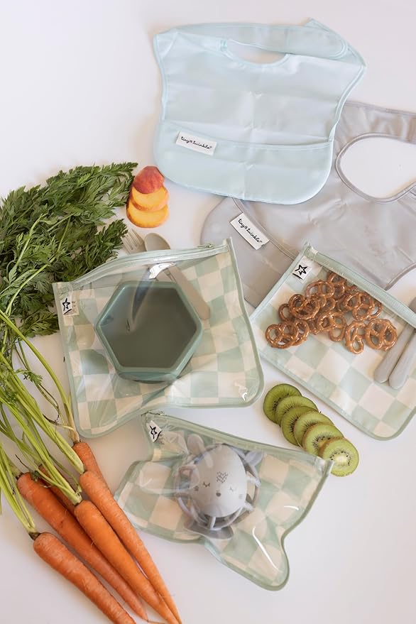 Tiny Twinkle Mess-Proof Travel Bags | TSA Airline Compliant, Zipper Closure, Clear Front Pouch, Diaper Bag Packing, Toiletry or Makeup Cosmetics Organizer