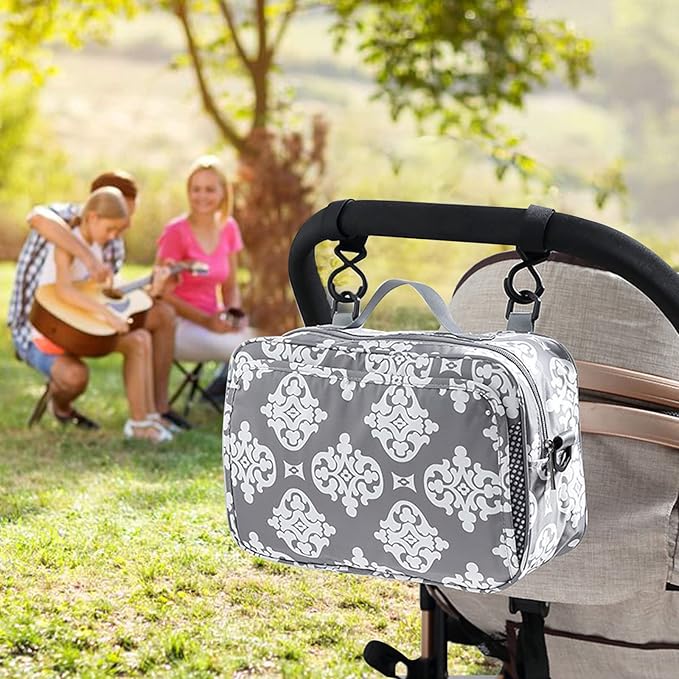 Diaper Bag Baby Stroller Bag Caddy Organizer for Baby Storage On the Go with Muti Pockets, Non-Slip Stroller Hooks and Adjustable Strap