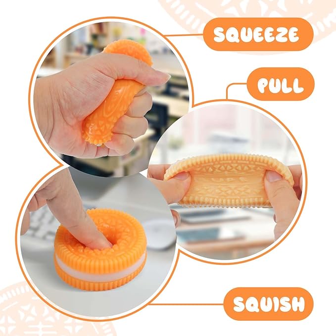 Sticky Cookie Squishies Fidget Toys Adults, Squeeze Toys Sensory Toys for Kids with Autism, Stress Balls for Adults Fidgets Birthday Gifts Party Favors for Kids(2 Pack Golden Brown)