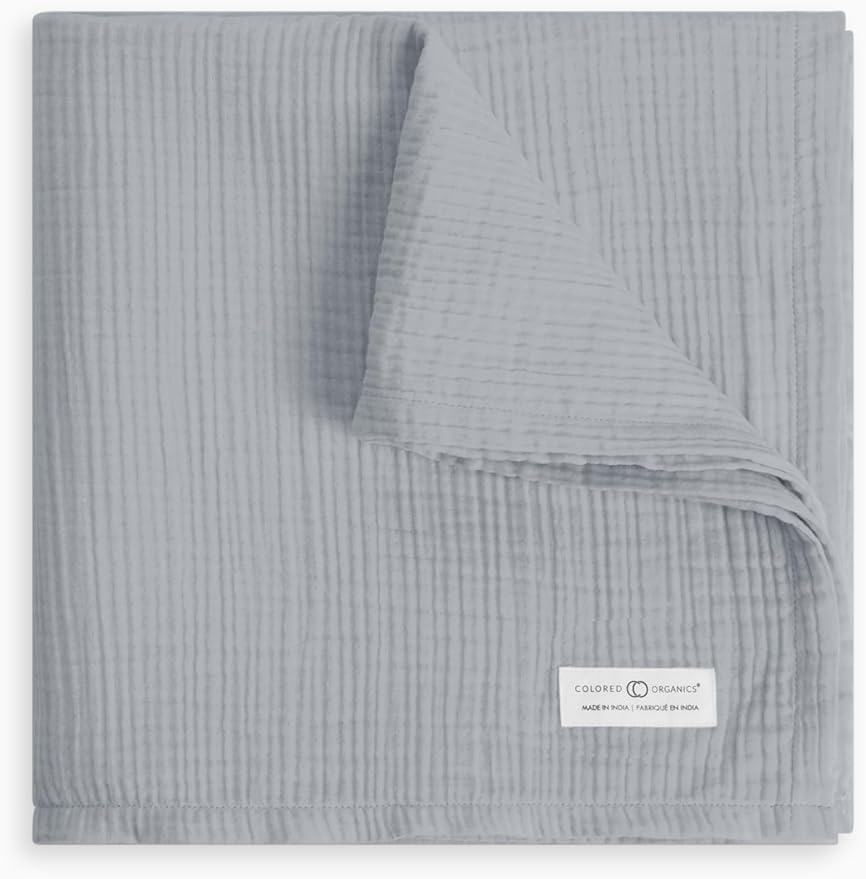 Colored Organics Baby Organic Cotton Swaddle - Infant Receiving Blanket - Mist Muslin