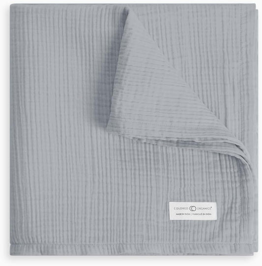 Colored Organics Baby Organic Cotton Swaddle - Infant Receiving Blanket - Mist Muslin