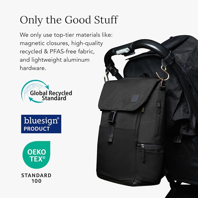 Huhu Diaper Bag Backpack – Large Baby Bag for Moms & Dads – Water-Resistant, Unisex Travel Kit for New Parents – Includes Changing Pad and 2 Organizer Pouches (Midnight Black)