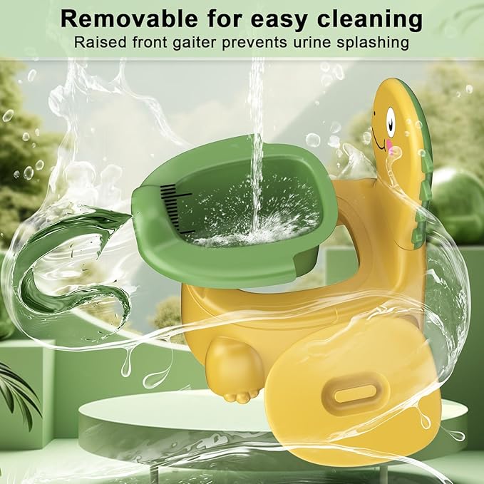 Potty Training Toilet, Toddler Potty Training Seat Baby Potty Chair, Dinosaur Toilet Potty Seat for Boys Girls Kids Toddlers, Portable Travel Potty with lid,Urinal, Splash Guard, Non-Slip Pad(Yellow)