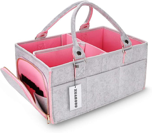 Baby Diaper Caddy Organizer for Girl Boy Large Nursery Storage Bin Basket Portable Holder Tote Bag for Changing Table and Car Baby Shower Gifts Newborn Essentials Baby Registry Must Haves Items