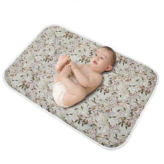 Baby Diaper Changing Pad, 21 5/8" x 31.5" Waterproof Changing Pad Liners - Reusable Soft and Absorbent Portable Changing Mat(Leaf1PCS)