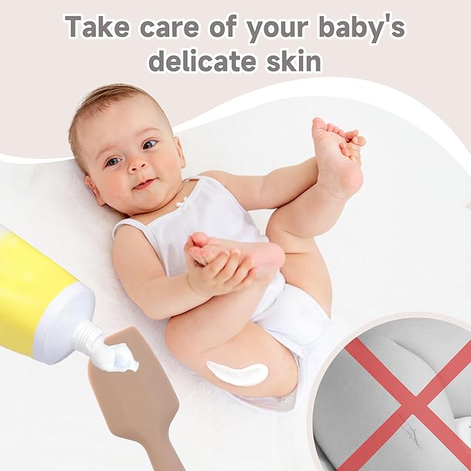 Baby Diaper Cream Spatula Applicator 3 Pack(with 3 Travel Case), Butt Paste Spatula Soft Silicone,Diaper Rash Cream Applicator, Baby Essentials Must Haves Newborn Stuff (Red Blue Khaki)