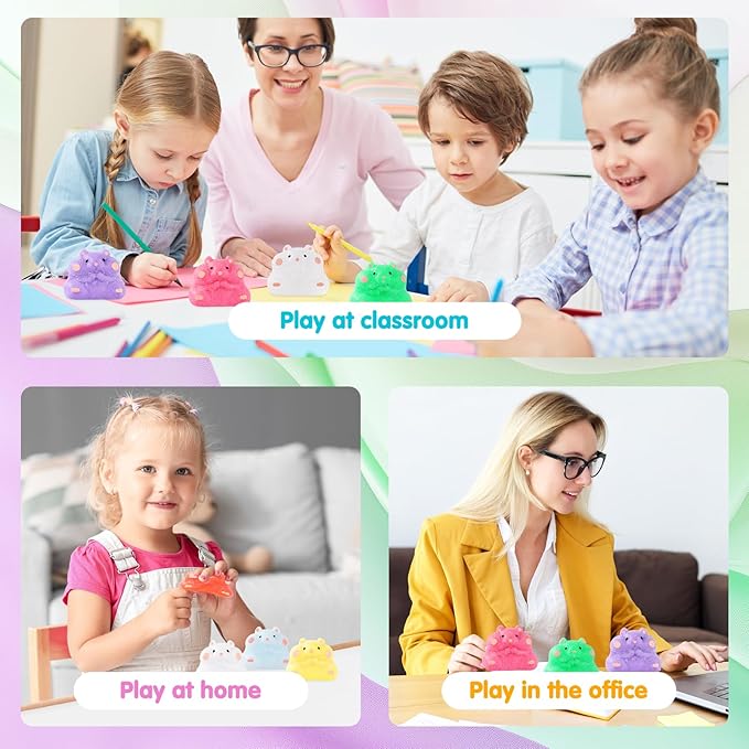 8Pcs Taba Squishy Hamster Squeeze Toys, Fidget Toy, Kawaii Squishies Sensory Toys, Pinch Family Squishy Cat Paws Mochi Toys,Stress Relief for Party Favors,Novelty Things for Adults Kids