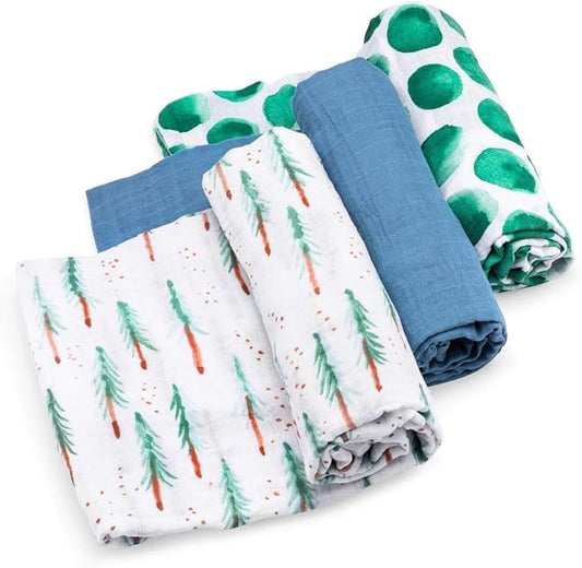 Parker Baby Swaddle Blankets - 3 Pack of 100% Cotton Muslin Swaddle Blankets for Boys - Timber Set