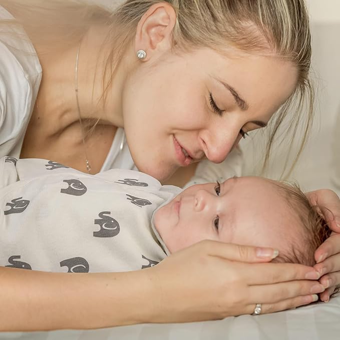 GLLQUEN BABY Newborn Swaddle Blankets for Baby Boy, 3 Pack Baby Swaddles 0-3 Months, Swaddling Sleep Sack, Infant Wrap Swaddle Sack, Elephant & Star & Stripe, Newborn Essentials