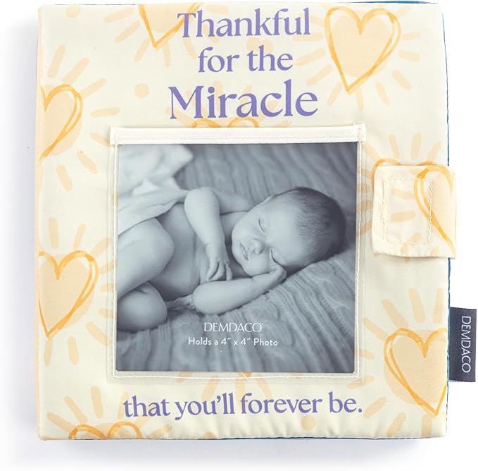 DEMDACO Tender Blessings 7 x 7 Inch Soft Polyester Toddler Youth Touch and Feel Book Colorful Yellow and Purple Miracle Baby