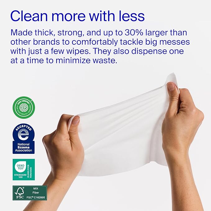 Coterie Baby Wipes for Sensitive Skin, Plant-Based and Plastic-Free Fibers, 99% Water, Hypoallergenic, pH Balanced, Unscented, Clean and Gentle Baby Essentials, 16 Pack, 896 Count