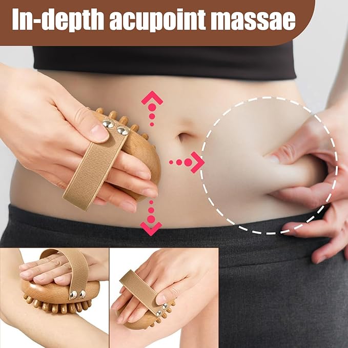 Meridian Pressure Brush, Wood Therapy Massage Tools, Wood Therapy Massage Tools for Belly Fat, Meridian Trigger Point Massager Wooden Massage Brush for Body Shaping, Muscle Pain Relief (1PCS)