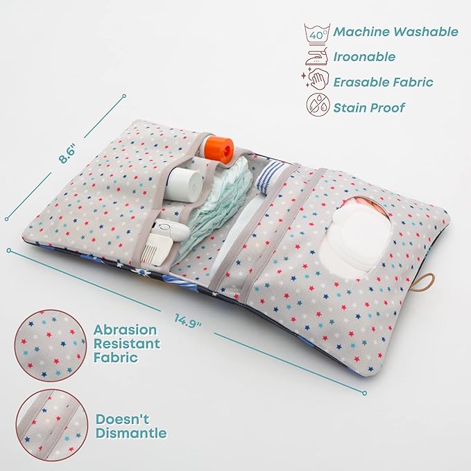 HAMUR Baby Diaper Bag Organizer – Travel-Friendly, Compact & Foldable | Stroller Pouch for Newborn Essentials – Must-Have for Boys & Girls (Space)