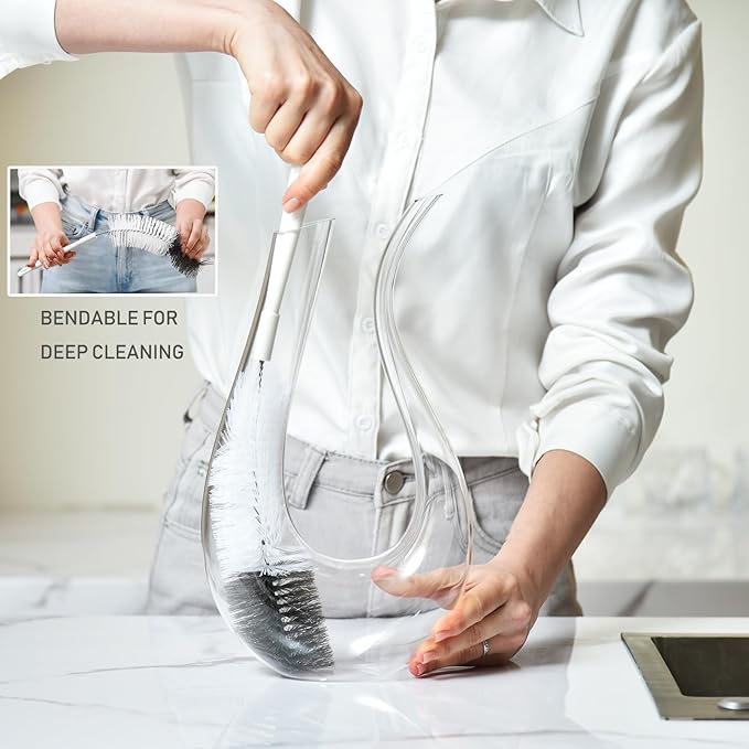 ALINK 8 Pack Bottle Brush Cleaning Set with Stand, Long Handle Bottle Cleaner with Holder for Narrow Neck Beer Wine Brewing Bottles, Stanley, Baby Bottles, Tumblers, Drinking Glasses, Straws