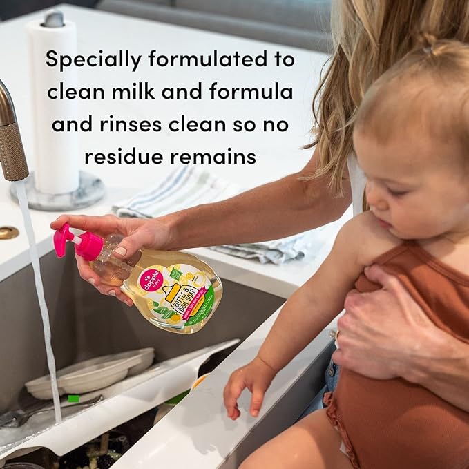 Dapple Bottle and Dish Soap Baby, Fresh Citrus, 16.9 Fl Oz (Pack of 1) - Plant Based Dish Liquid for Dishes & Baby Bottles - Hypoallergenic Soap, Liquid Soap