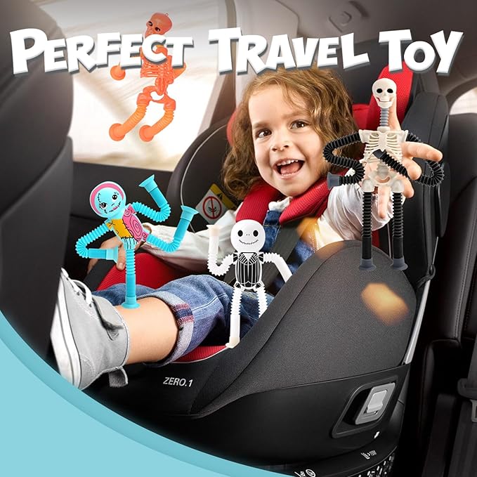 4Pcs Telescopic Suction Cup Halloween Toys,Sensory Toys for Kids 3-5 5-7,Toddler Toy,Fidget Toy,Toddler Travel Essential for Airplane,Pop Tubes, Christmas Stocking for Kids Boys Girls L