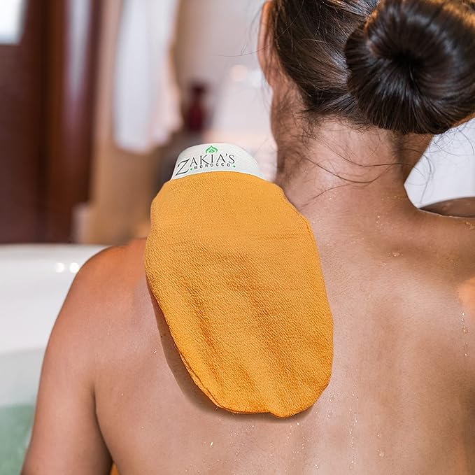 Zakia's Morocco Moroccan Hammam Spa Rejuvinating Ritual Beauty Skincare Kit - Four steps, Six Piece Set for purifying, toning, cleansing, and exfoliating for every skin type_AMBER MUSK