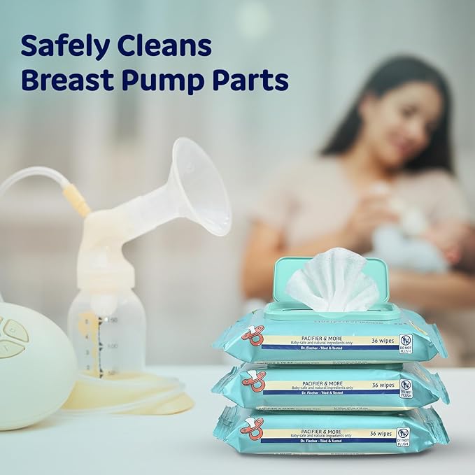 Dr. Fischer Pacifier Wipes, 100% Food Grade, Non-toxic for Bottles, Paci, Toys, Pumps, and More
