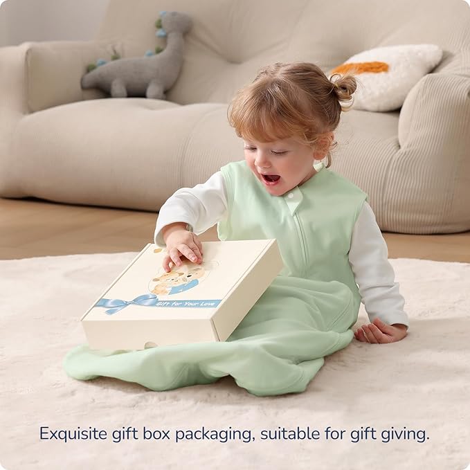 1.0 Tog 2.5 Tog Baby Sleep Sack, 100% Cotton Baby Sleeping Bag 3-24M, 2-Way Zipper Baby Wearable Blanket