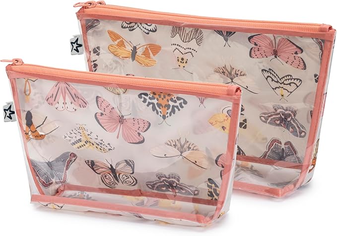 Tiny Twinkle Mess-Proof Travel Bags | TSA Airline Compliant, Zipper Closure, Clear Front Pouch, Diaper Bag Packing, Toiletry or Makeup Cosmetics Organizer