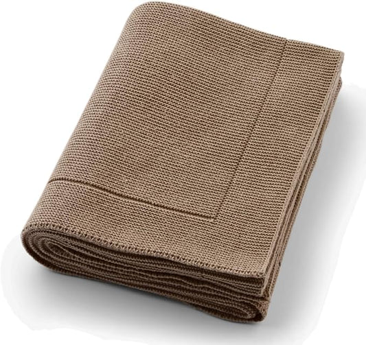 Knitted Organic Cotton Baby Blanket- Swaddle Blanket, 30" x 40" Soft Receiving Blanket for Newborn