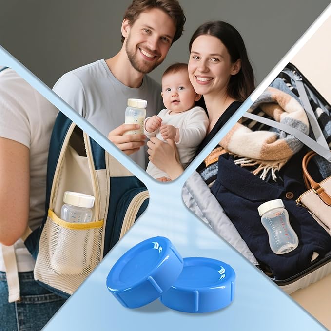 8pcs Wide Bottle Caps Compatible for Wide-Neck Natural Flow Dr Brown Bottles,BPA Free Travel and Storage Baby Bottle Lids Replacement Parts with Sealing Gasket for Baby Bottles Accessory (White)